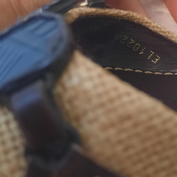 Louis Vuitton blue stone embellished canvas heels sandals sz 37 1/2 US 6.5 - Picture 10 of 10